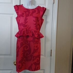 Cynthia Cynthia Rowley blended pink ruffle waist cap sleeve night out dress Sz S